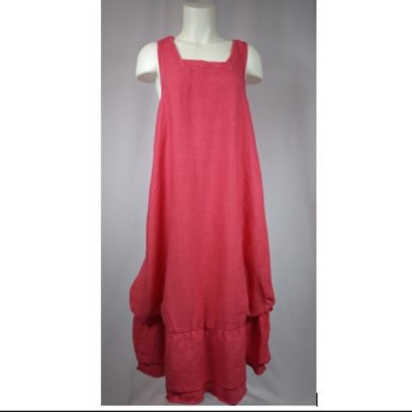 Ellamoda 2-pc Linen Peach Dress - Picture 3 of 7